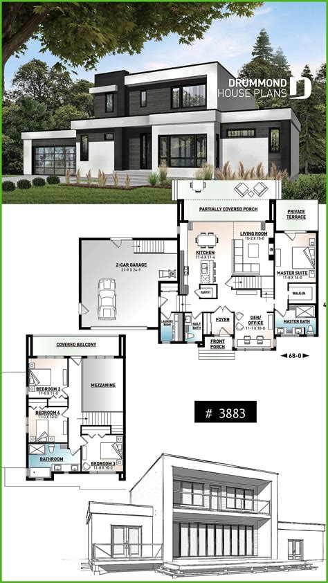 MODERN CUBIC HOUSE PLAN WITH 4 BEDROOM AND 2-CAR GARAGE Modern Cubic ...