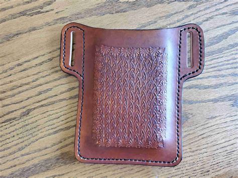 Hand Stitched Leather Phone Belt Holster - Hand Tooled