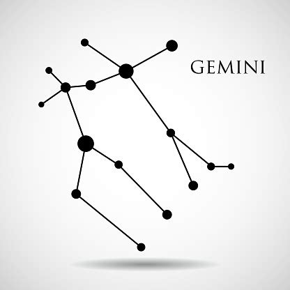 Constellation Gemini Zodiac Sign Isolated On White Background Stock ...