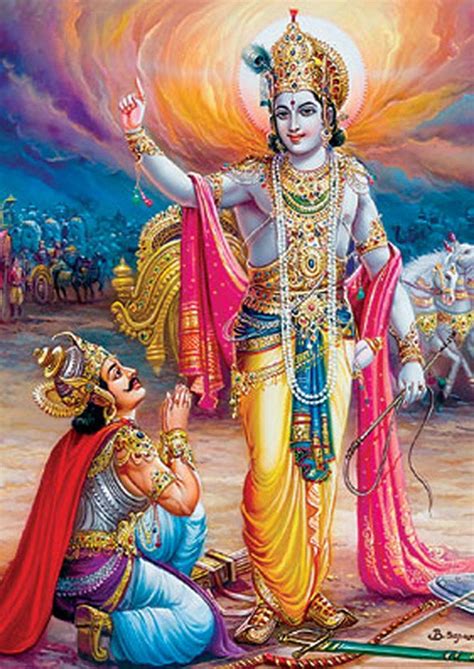 Download Divine Discourse – Krishna Guiding Arjun Wallpaper | Wallpapers.com