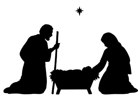 Mary Joseph And Baby Jesus Silhouette Clipart - Full Size Clipart (#5274181) - PinClipart