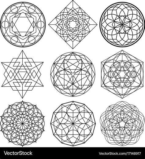 Sacred geometry symbols - set 01 Royalty Free Vector Image