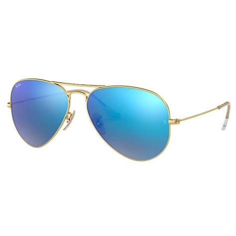 Ray Ban Aviator RB3025 Blue 58mm lentes de sol azul con aro dorado ...