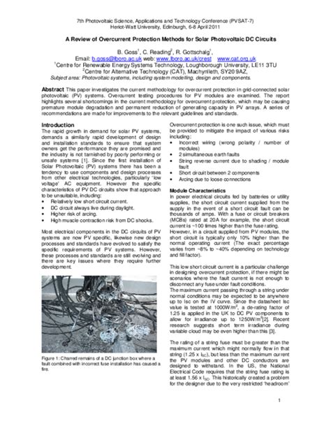 (PDF) A review of overcurrent protection methods for solar photovoltaic ...