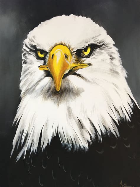 Bald Eagle painted in Acrylics. | Eagle painting, Painting art lesson, Bald eagle