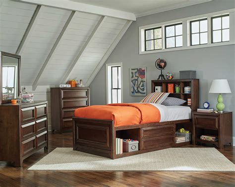 Coaster Greenough Twin Size Storage Bedroom Set - Maple Oak 400820T-Bed-Set at Homelement.com