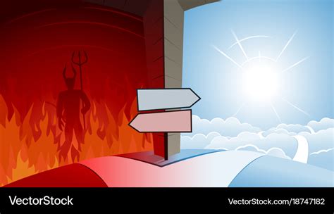 Heaven or hell road junction Royalty Free Vector Image