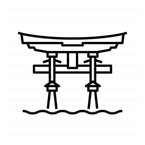 Itsukushima – Japan: Itsukushima Shrine (outline) - Landicons