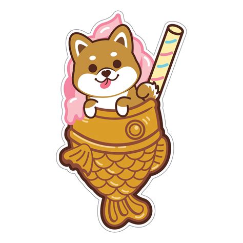 SHIBA INU TAIYAKI ICE-CREAM STICKER | Shiba inu, Shiba, Cute stickers