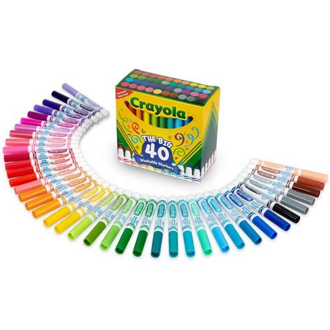 Crayola Ultra-Clean Washable Markers - Conical Marker Point Style - Assorted - 40 / Set - Thomas ...