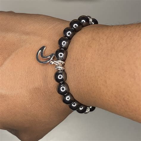 Handmade Hematite Crystal Bracelet with Moon Charm | Wakuda