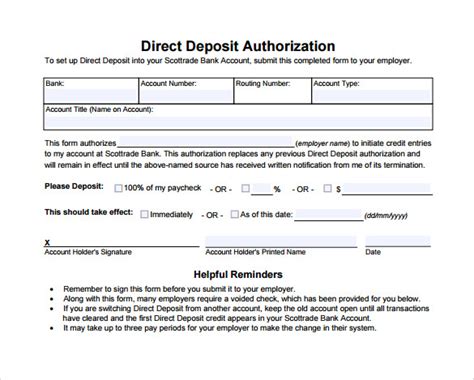Sample Direct Deposit Authorization Form - 7+ Download Free Documents In PDF, Word