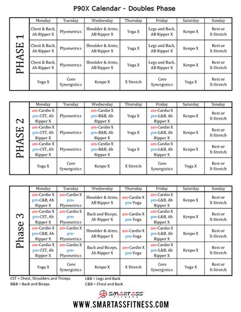 P90X Workout Schedule Printable