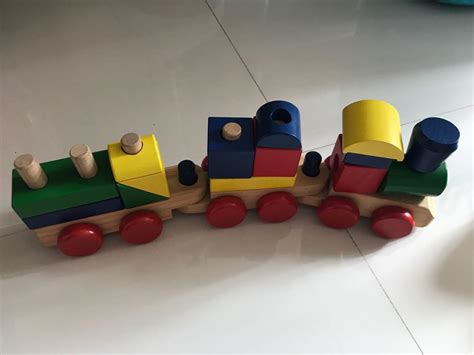 Shapes Blocks Wooden Train, Hobbies & Toys, Toys & Games on Carousell