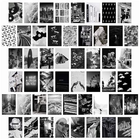 Buy CY2SIDE 50PCS Black White Aesthetic Picture for Wall Collage, 50 Set 4x6 inch, Chic Collage ...