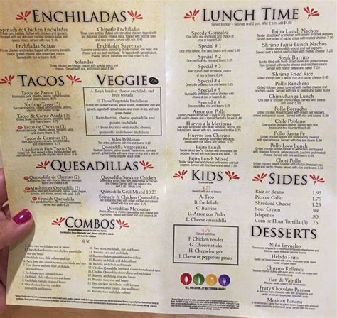 Menu at San José Mexican Restaurant, Zebulon