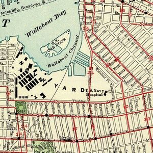 Map of Brooklyn Old Map of Brooklyn Old Map Giclee Print Wall Map on Paper or Canvas - Etsy