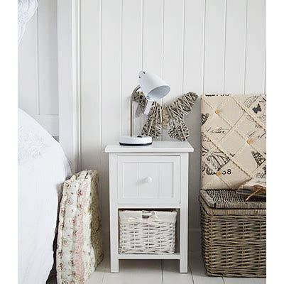 Dorset max 25cm narrow white bedside table. The White Lighthouse Slim Bedroom Furniture