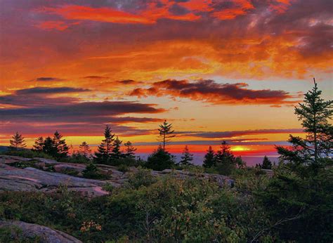 Sunset on Cadillac Mountain Photograph by Stephen Vecchiotti