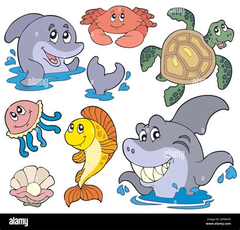 Set of marine animals Stock Vector Image & Art - Alamy