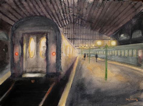 Train Station Watercolor Painting Painting by Ken Figurski - Pixels