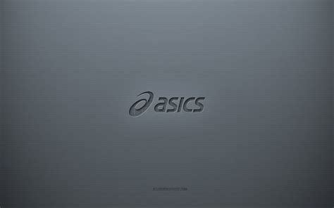 Download wallpapers Asics logo, gray creative background, Asics emblem ...