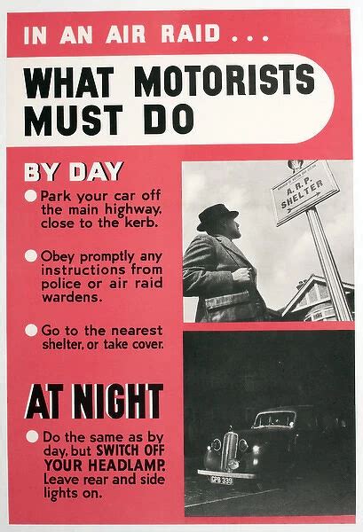 WW2 poster, In an air raid, what motorists must do (Print #14237094