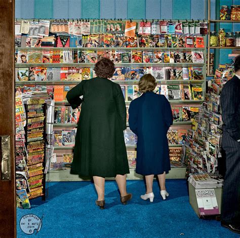 Newsstand photo from May 1942. Most of the comics are on the lower right. Have some fun looking ...