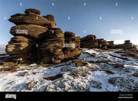 Wheel Stones formation on Derwent Edge Peak District National Park Derbyshire England UK Stock ...