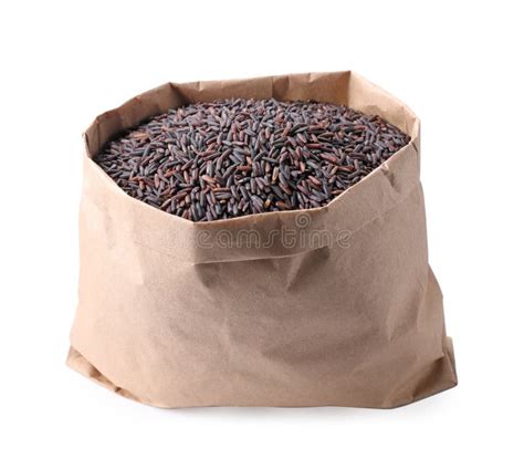 Brown Rice in Paper Bag Isolated Stock Image - Image of organic ...