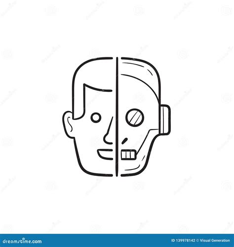 Half Human Half Robot Stock Illustrations – 213 Half Human Half Robot ...