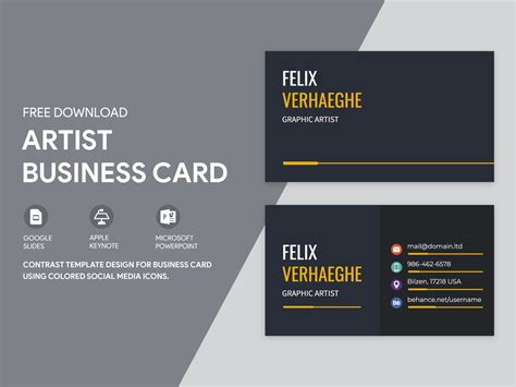 Artist Business Card Free Google Docs Template by Free Google Docs Templates - gdoc.io on Dribbble