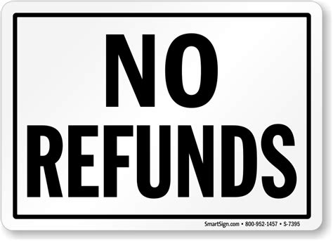 No Refunds Sign, SKU: S-7395