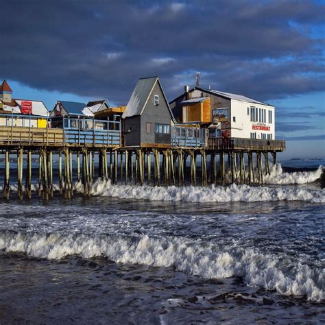 Heavy surf at the pier - Down East | Old orchard beach, Surfing, Pier