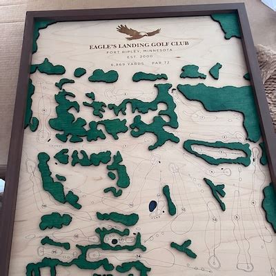 Custom Golf Course Map Engraved Golf Map Custom Golf Picture Wooden ...