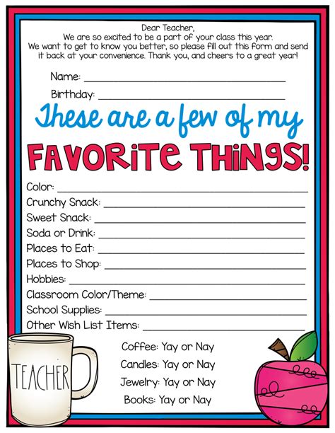 About My Teacher Printable