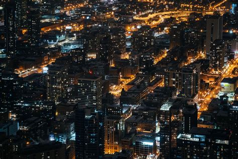 wallpaper night city, city lights, aerial view, overview, buildings HD : Widescreen : High ...