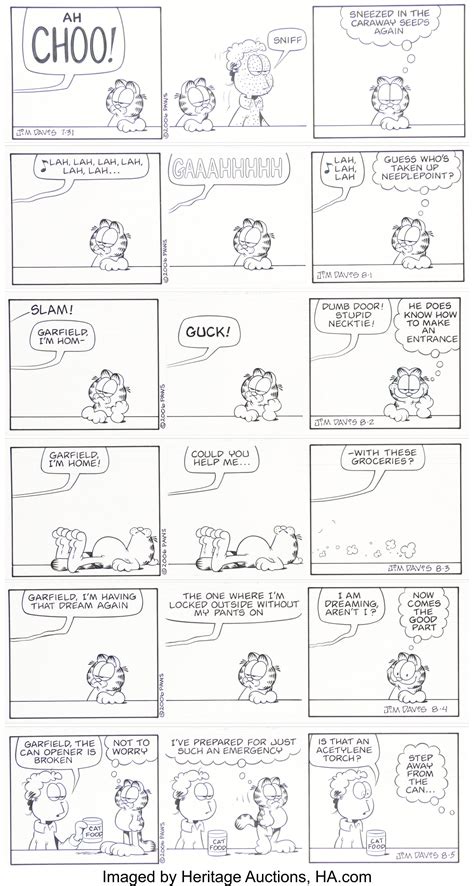 Jim Davis Garfield Consecutive Daily Comic Strip Original Art Group | Lot #95665 | Heritage Auctions