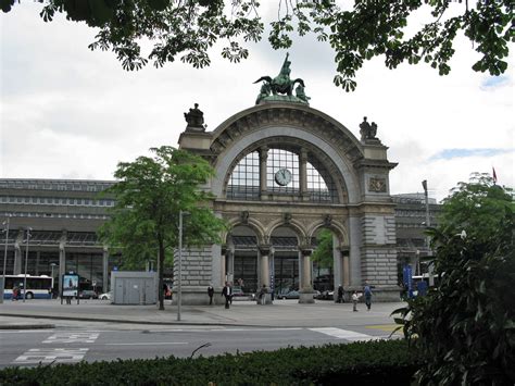 Lucerne, Switzerland. Train station near the lake. Lucerne Switzerland ...