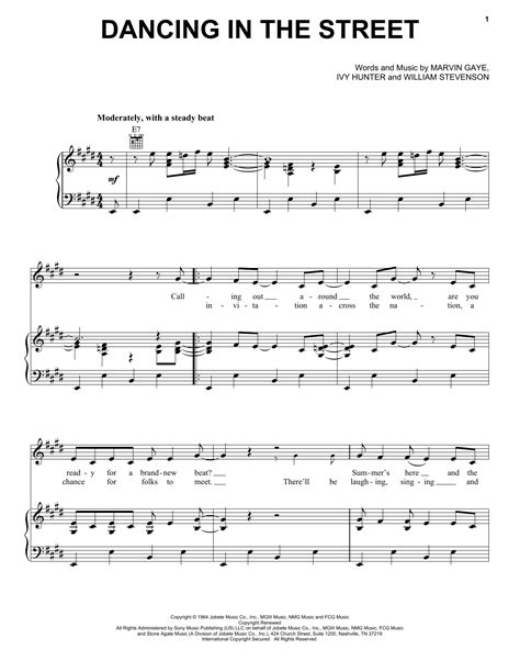 Dancing In The Street by Martha & The Vandellas Sheet Music for Piano, Vocal & Guitar Chords ...