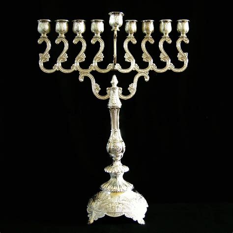 Silver Plated Hanukkah Menorah Detachable Shamash, Hanukkia Candle ...