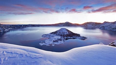 Snow Crater Lake – Bing Wallpaper Download