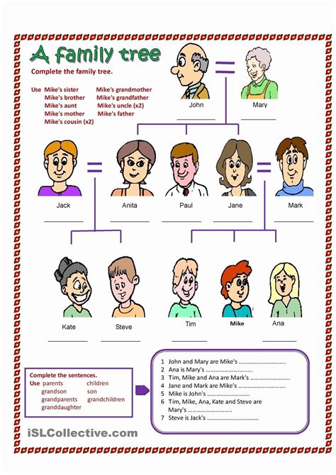 50 Spanish Family Tree Worksheet