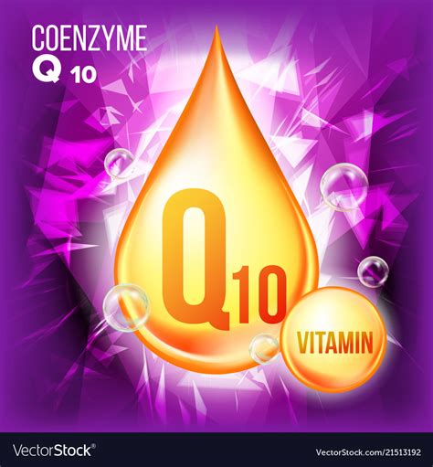 Vitamin q10 coenzyme organic gold Royalty Free Vector Image