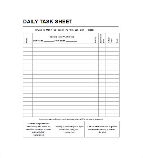 10+ Task List Templates | Free Printable Word, Excel & PDF Formats