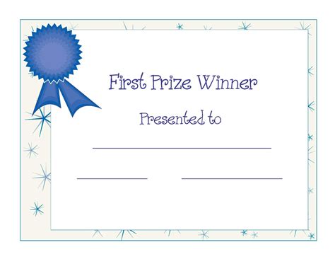 Free Printable First Prize Winner Certificate Award PPT