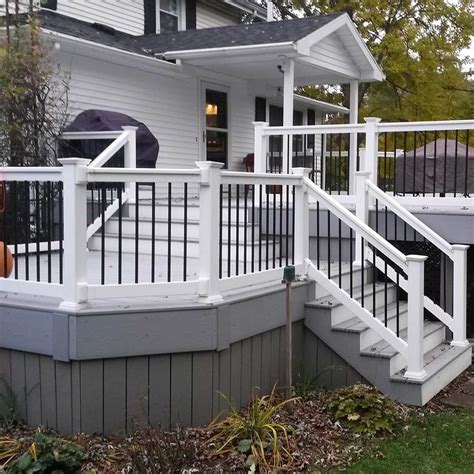 Durables 3' High Kirklees Vinyl Railing With Round Black Aluminum ...