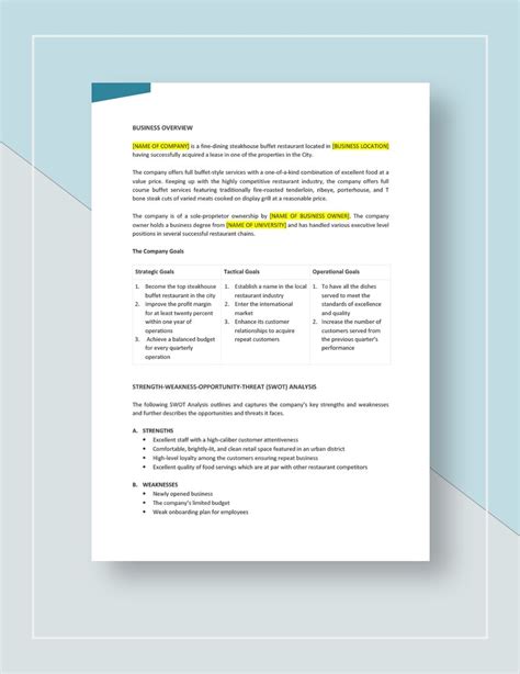 Restaurant Marketing Plan Template - Google Docs, Word, Apple Pages | Template.net