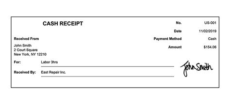 Cash Receipt Templates | Create & Send as PDF