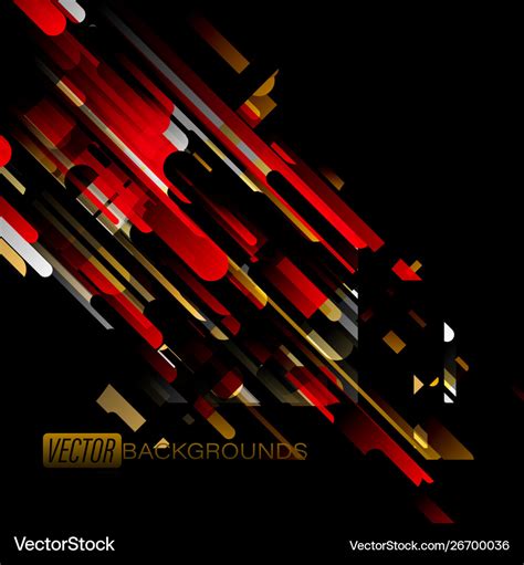 Abstract gold and red colors shapes on a black Vector Image